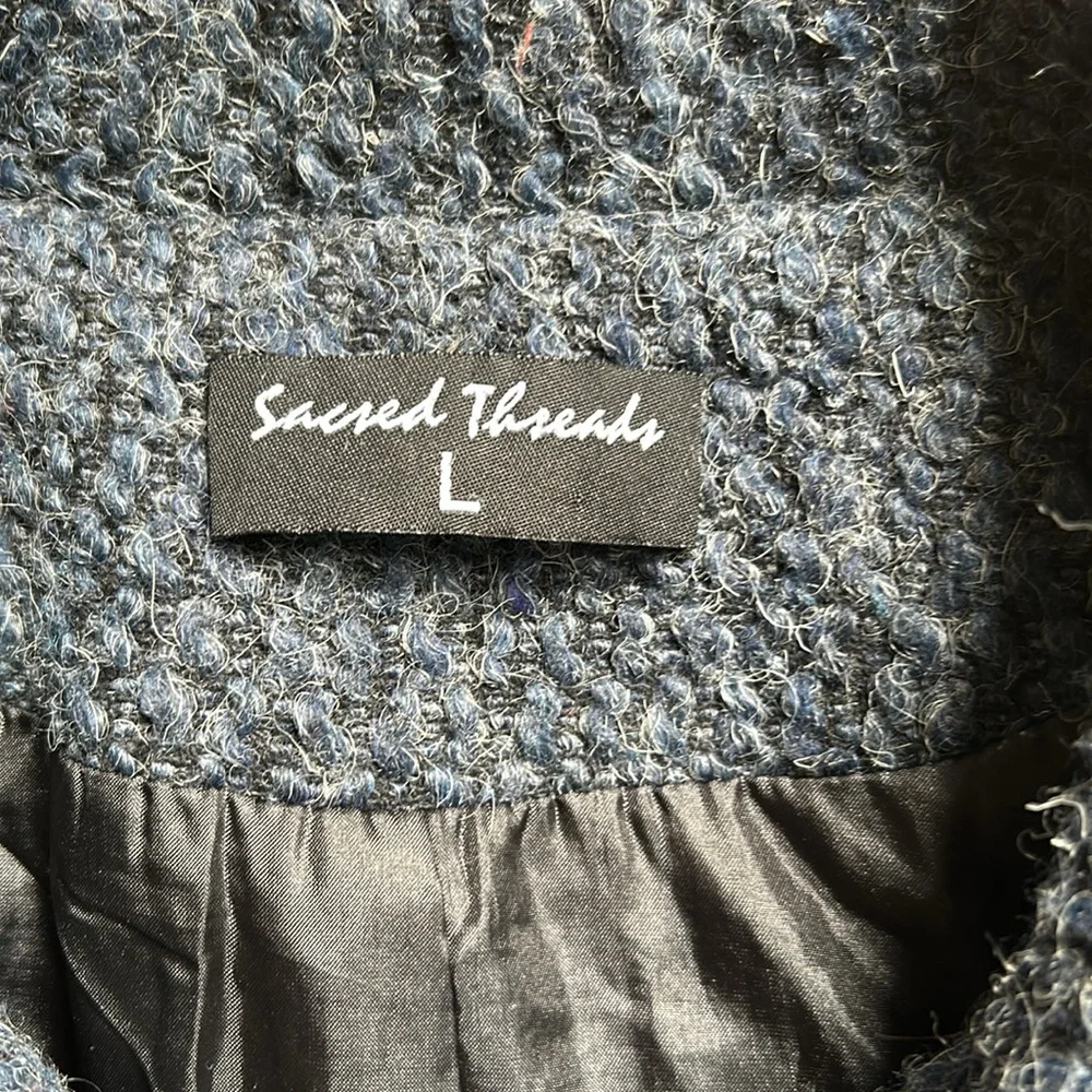 Sacred Threads Multicolor Floral Patchwork Boho Button-Up Coat Size L Junior - Picture 6 of 11